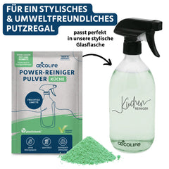 Küchenreiniger Set mit Glasflasche - für ein stylisches und umweltfreundliches Putzregal