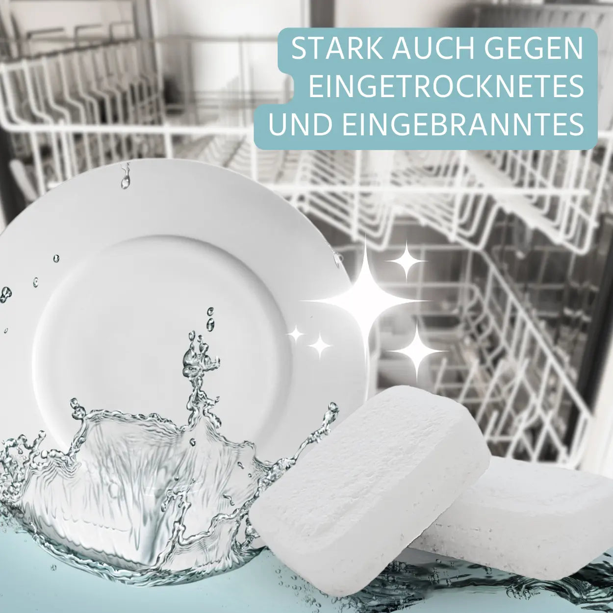 Spülmaschinentabs stark auch gegen eingetrocknetes und eingebranntes