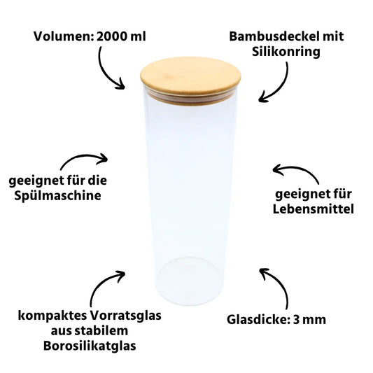 Vorratsglas mit Bambusdeckel 2000 ml
