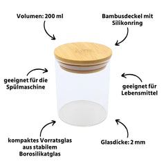 Vorratsglas mit Bambusdeckel 200 ml