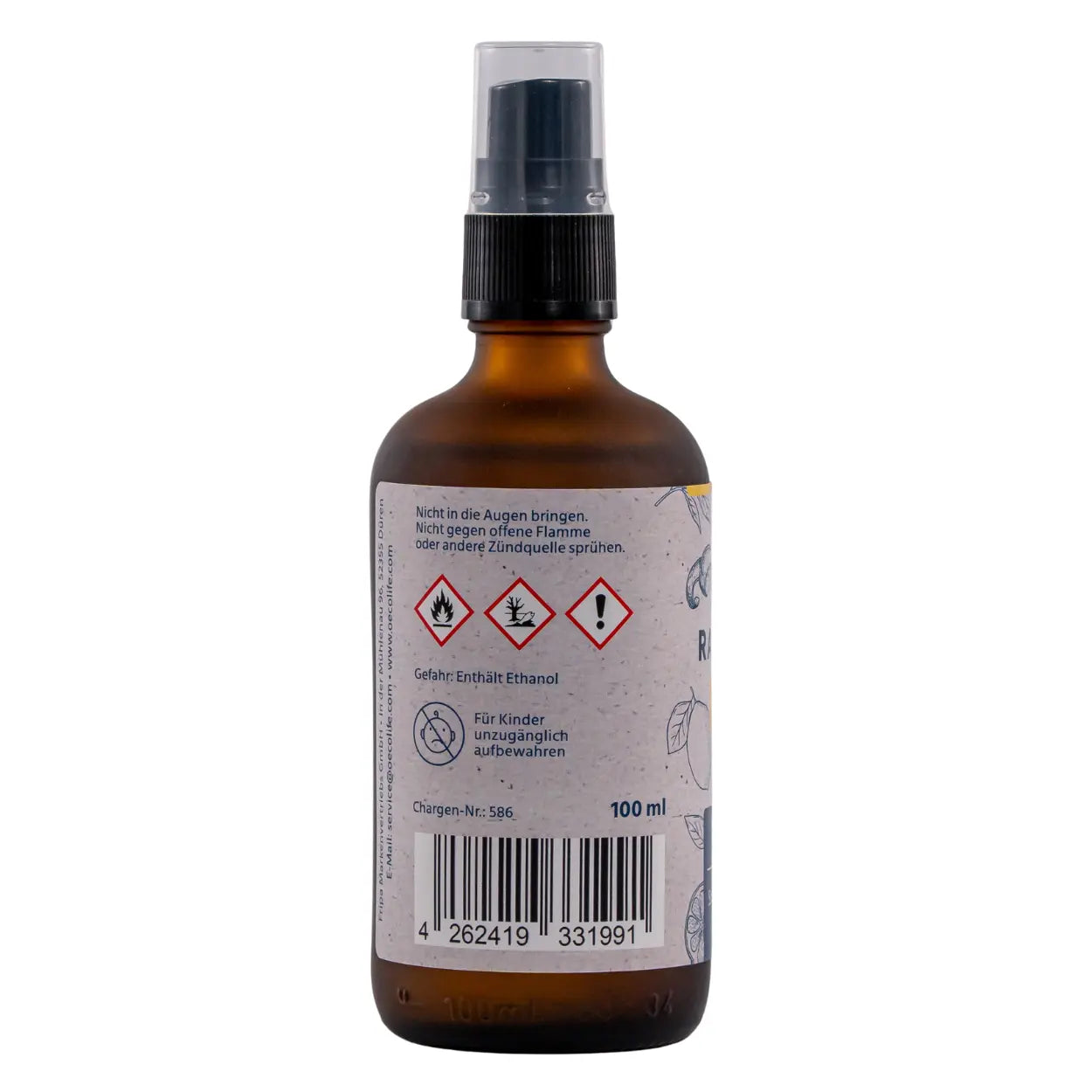 Raumspray Zitrone Rückseite