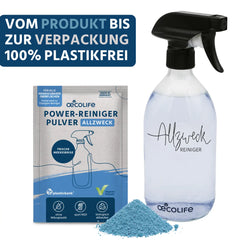 Allzweckreiniger Set mit Glasflasche - vom Produkt bis zur Verpackung 100% plastikfrei