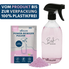 Badreiniger Set mit Glasflasche - vom Produkt bis zur Verpackung 100% plastikfrei