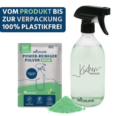 Küchenreiniger Set mit Glasflasche - vom Produkt bis zur Verpackung 100% plastikfrei