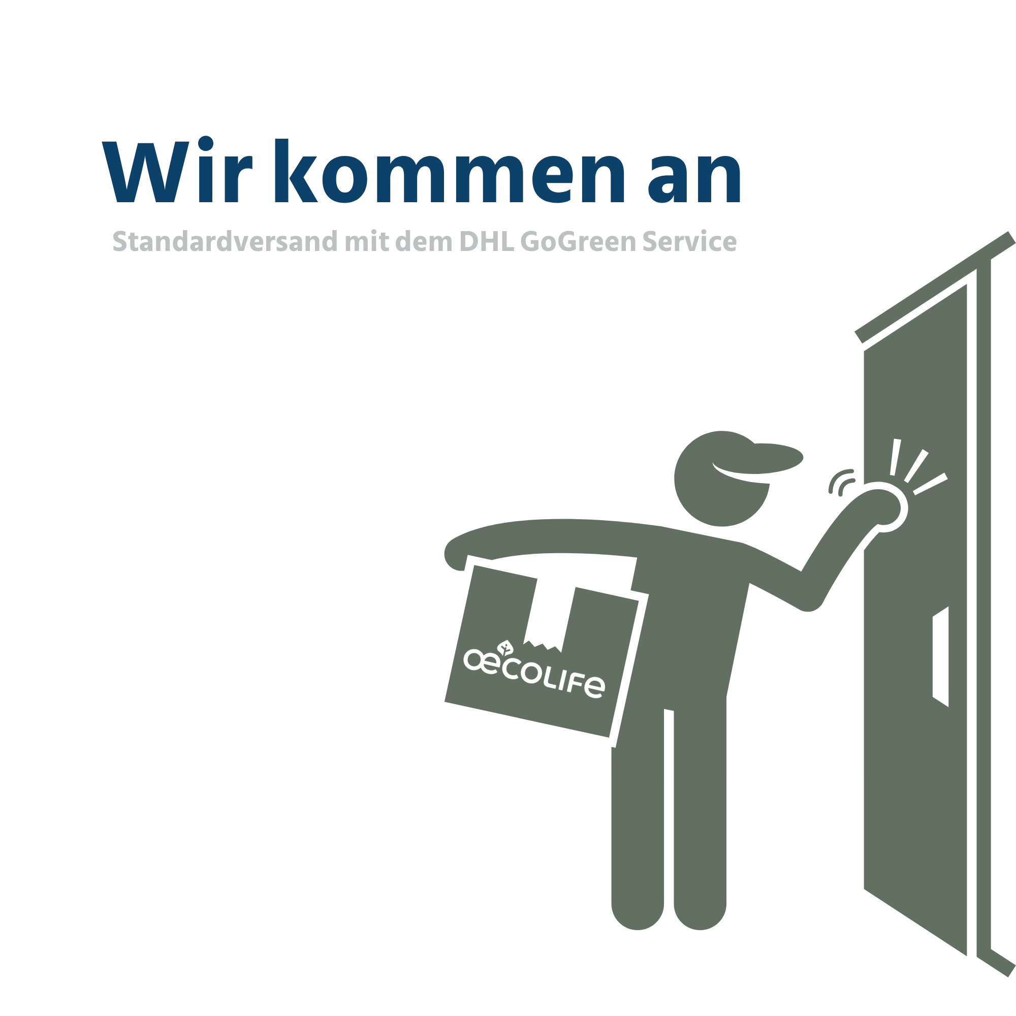 wir kommen an: klimafreundlich, CO2 neutral, DHL GoGreen
