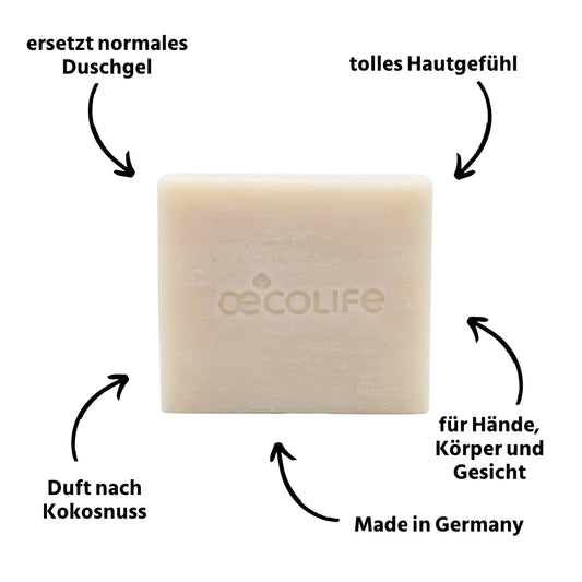 Feste Naturseife zarte Kokosnuss (Kinderseife)