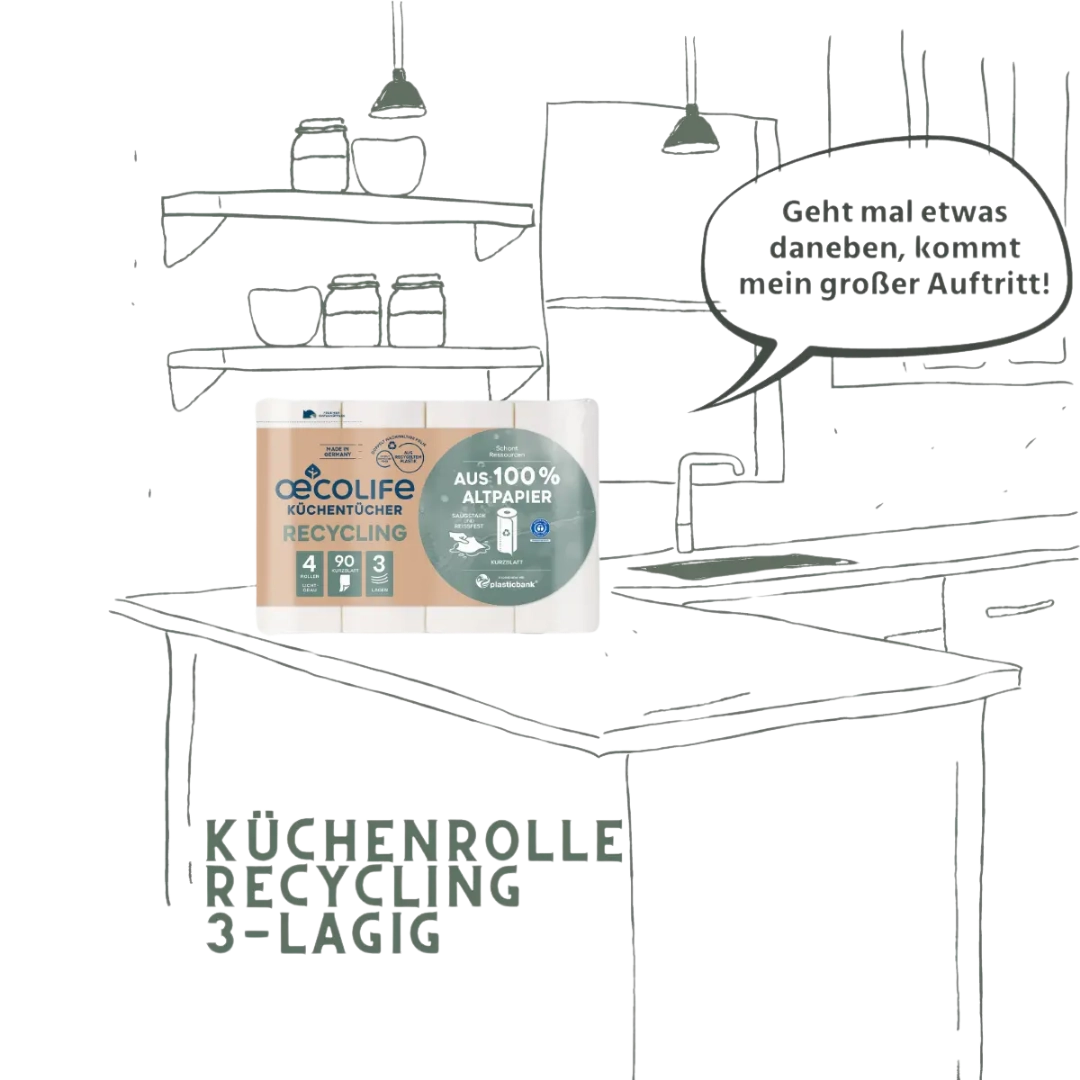 Küchenrolle Recycling in einer Küche