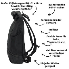 Rolltop Rucksack schwarz