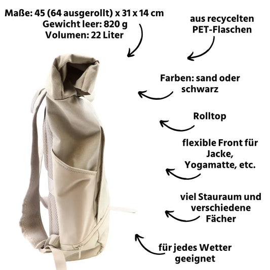 Rolltop Rucksack sand