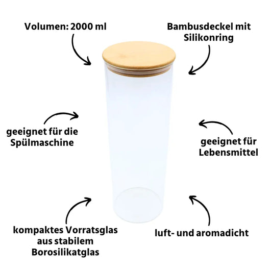 Vorratsglas mit Bambusdeckel 2000 ml