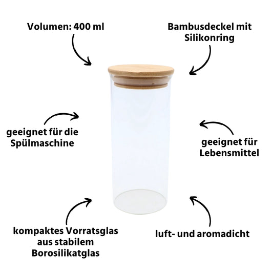 Vorratsglas mit Bambusdeckel 400 ml