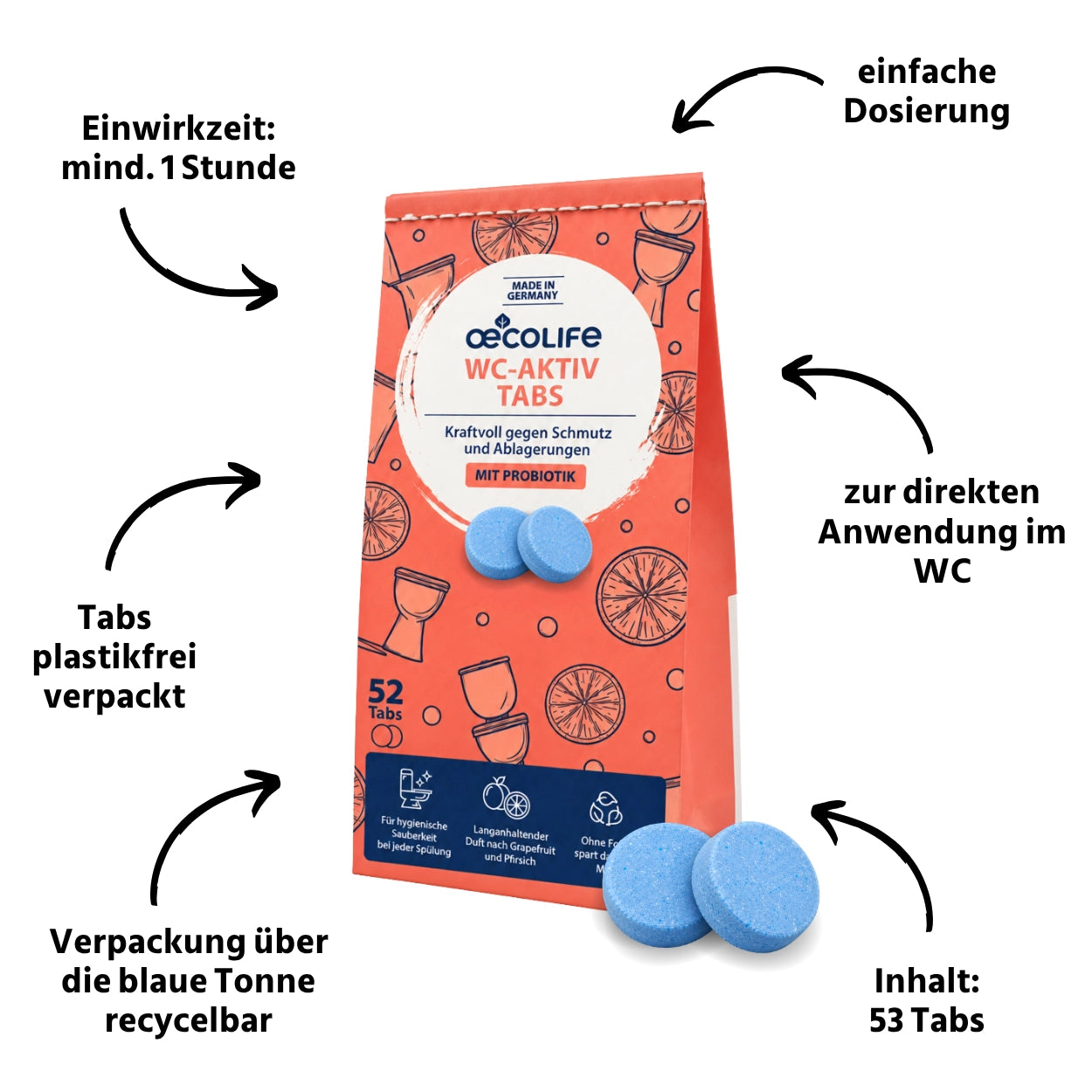 Die wichtigsten Vorteile der oecolife WC-Tabs
